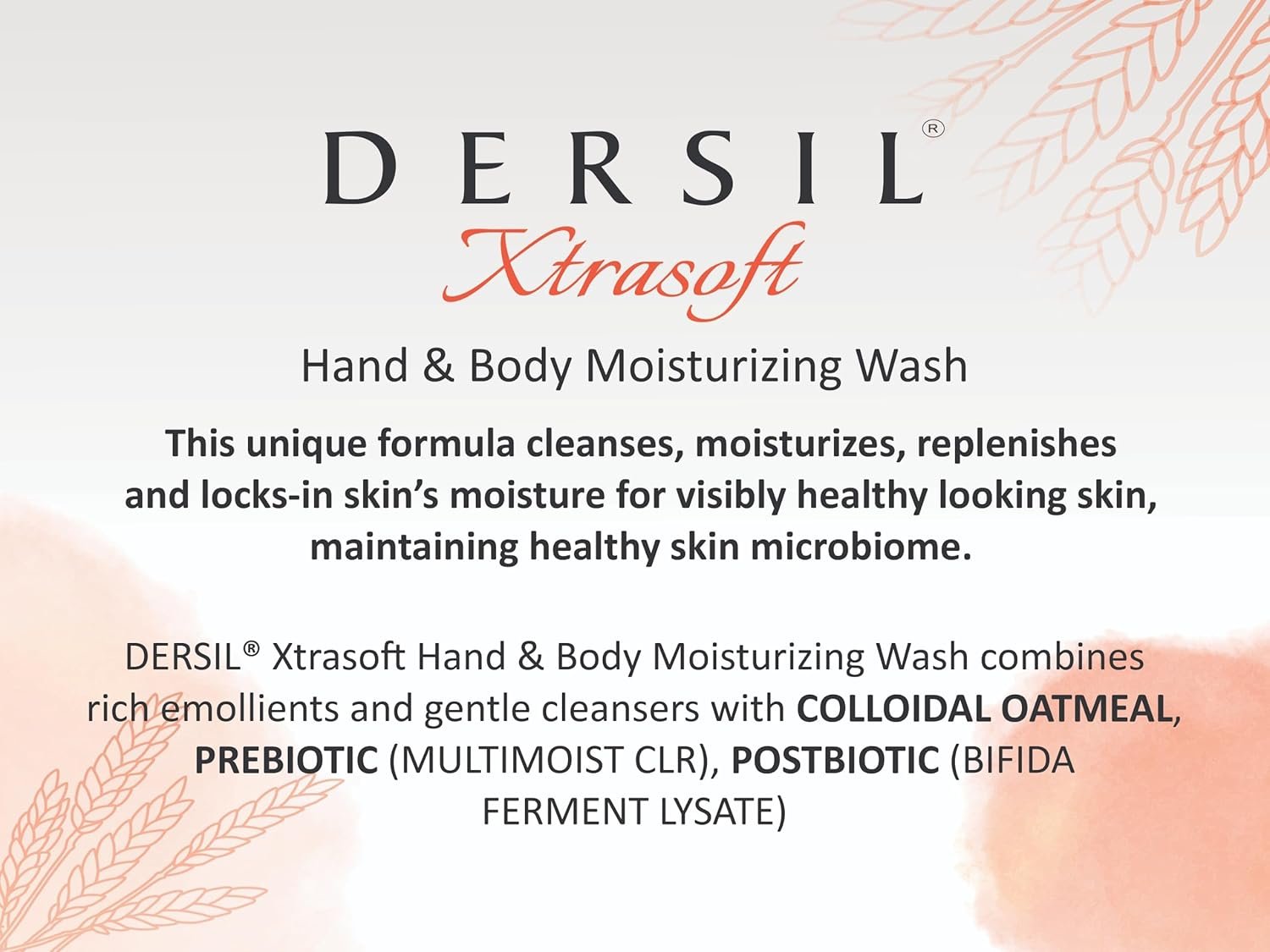 DERSIL Xtrasoft Hand & Body Moisturizing Wash with Collodial Oatmeal Prebiotic and Postbiotic (100 ML)